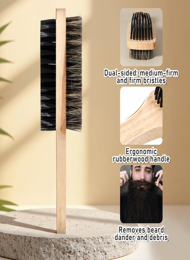 Exircy Double Sided Brush for Men, Double Sided Beard Brush with Rubber Wood Handle Lmitation Bristle Firm and Soft Sides Men Hair Brushes Hair Beand Grooming Tool for Thick Coarse - Image 4